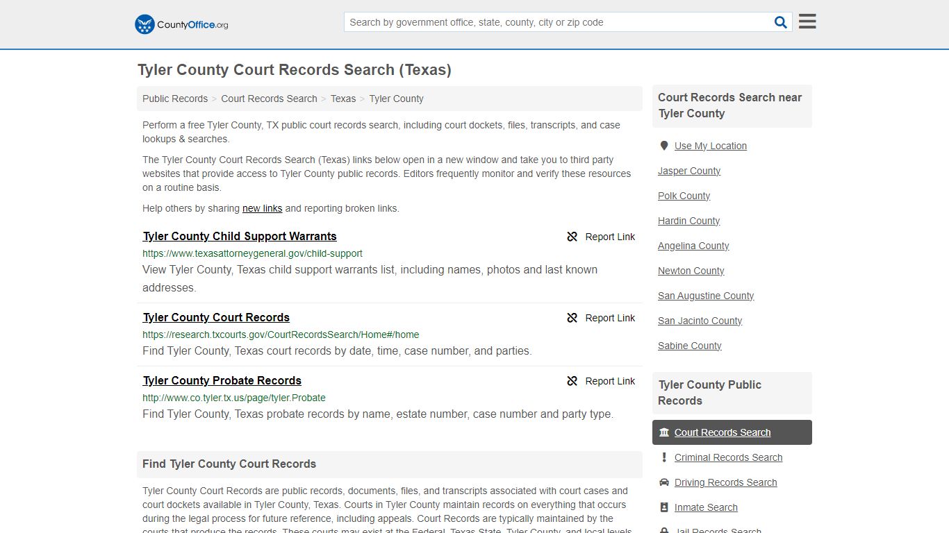 Tyler County Court Records Search (Texas) - County Office